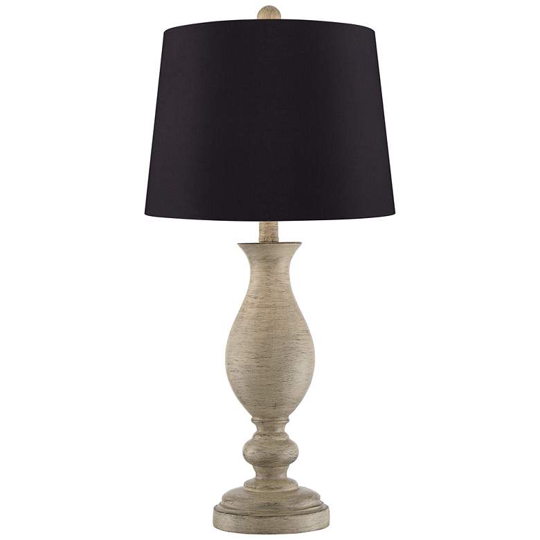 Image 6 Serena Beige Gray Wood Finish Black Shade Table Lamps Set of 2 more views
