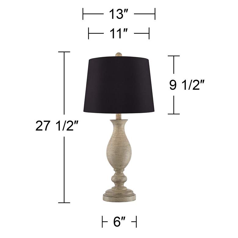 Image 7 Serena Beige Gray Wood Finish Black Shade Table Lamps Set of 2 more views