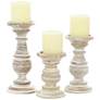 Thumbnail2 of Serena Distressed Cream Brown Pillar Candle Holders Set of 3