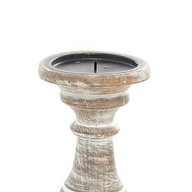 Image5 of Serena Distressed Cream Brown Pillar Candle Holders Set of 3 more views