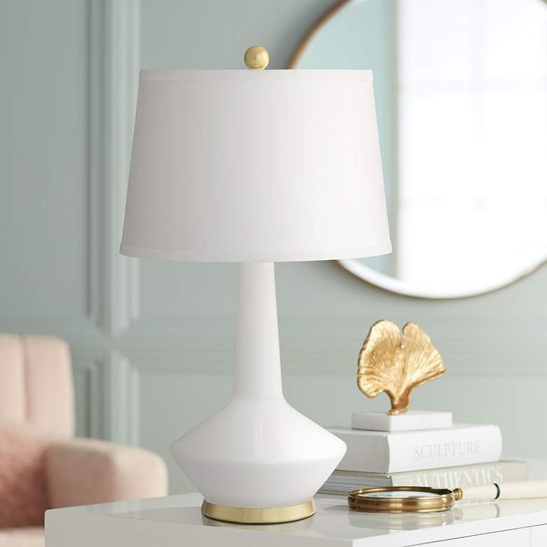 Image 1 Serena Gold Accented White Ceramic Table Lamp