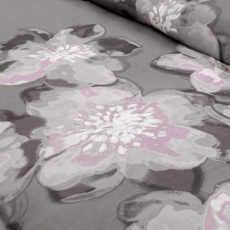 Image 7 Serena Gray Floral Queen 7-Piece Comforter Set more views
