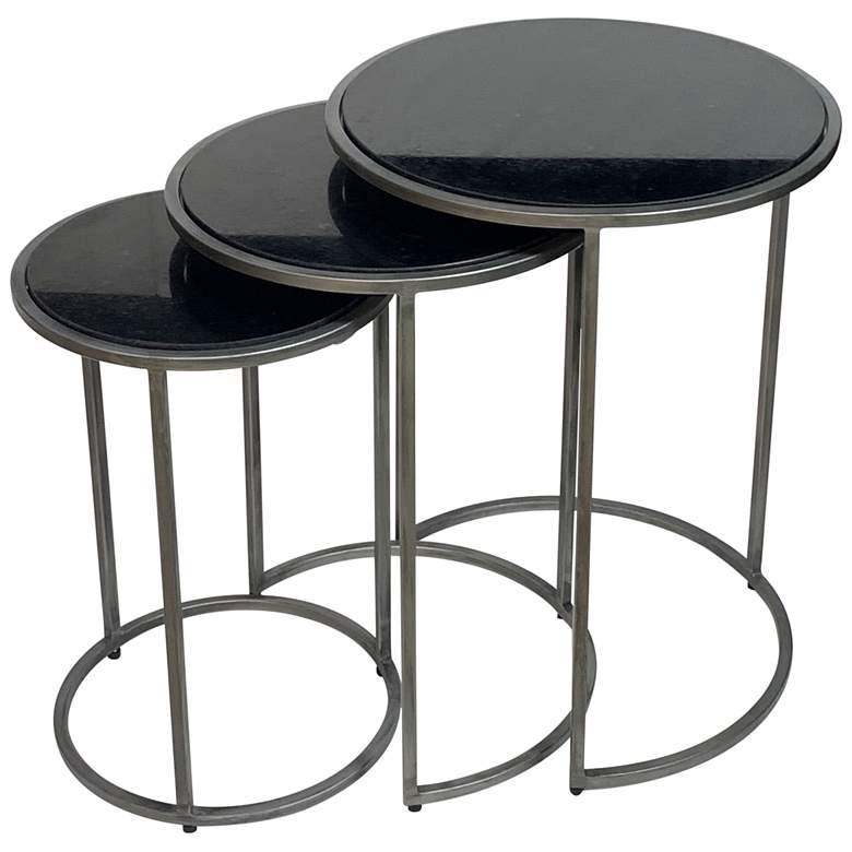 Image 1 Serena Industrial Black Marble Nesting Tables