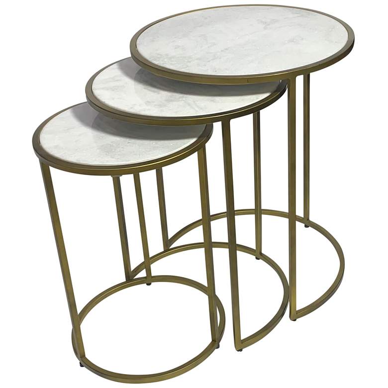 Image 1 Serena Industrial White Glass Nesting Tables
