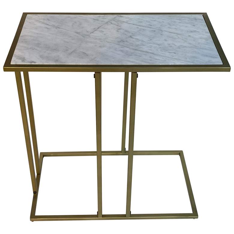 Image 1 Serena Industrial White Marble End Table