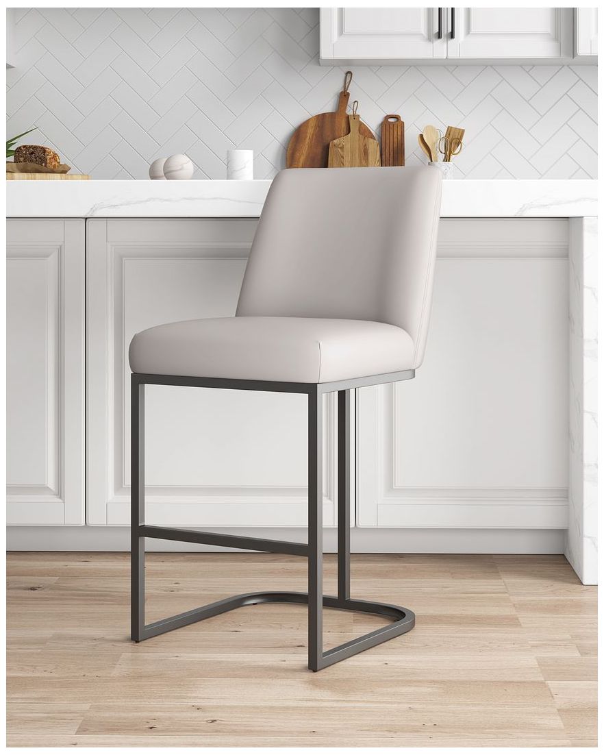 Image 2 Serena Leatherette Upholstered Counter Stool in Light Grey more views