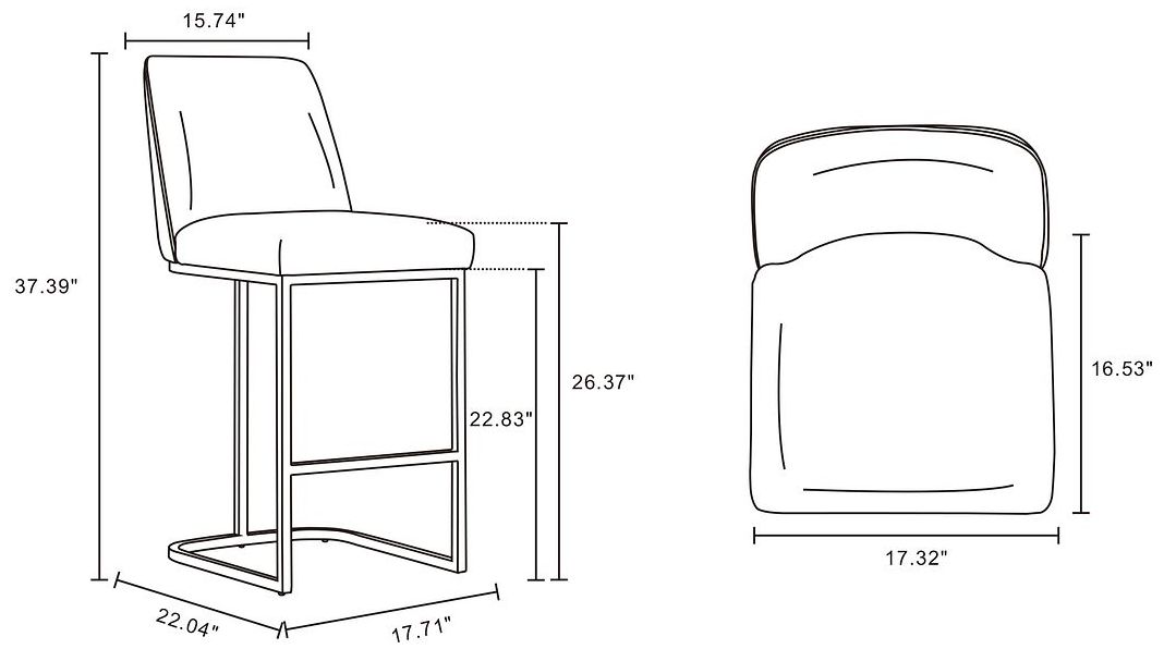 Image 3 Serena Leatherette Upholstered Counter Stool in Light Grey more views