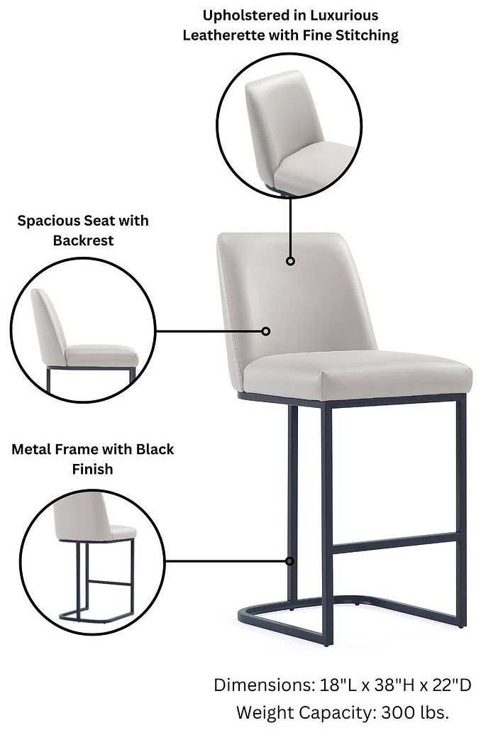 Image 4 Serena Leatherette Upholstered Counter Stool in Light Grey more views