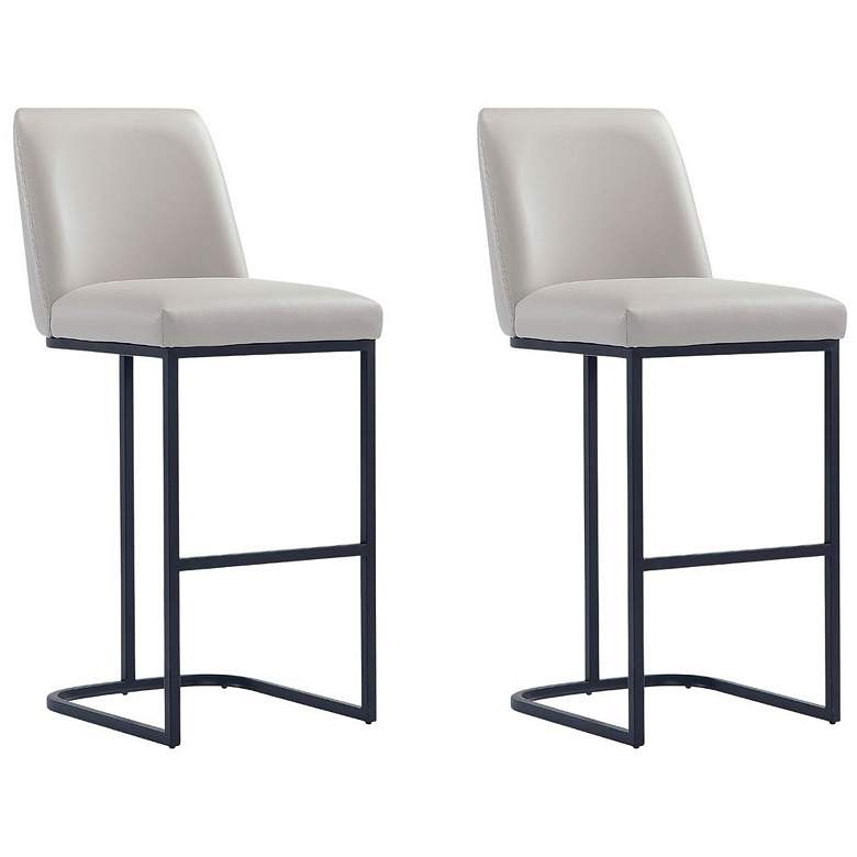Image 1 Serena Modern Leatherette Upholstered Barstool in Light Grey - Set of 2