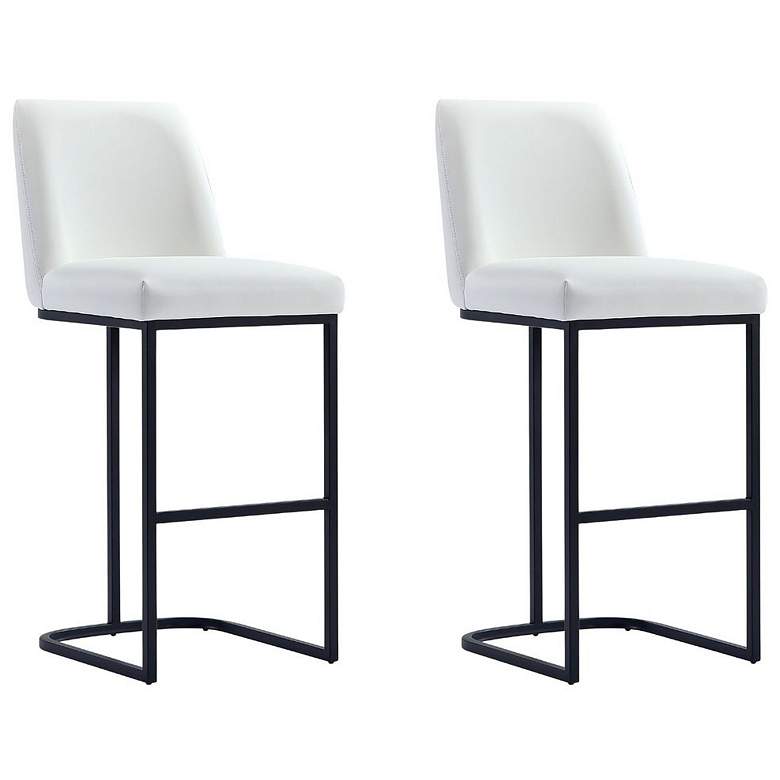 Image 1 Serena Modern Leatherette Upholstered Barstool in White - Set of 2
