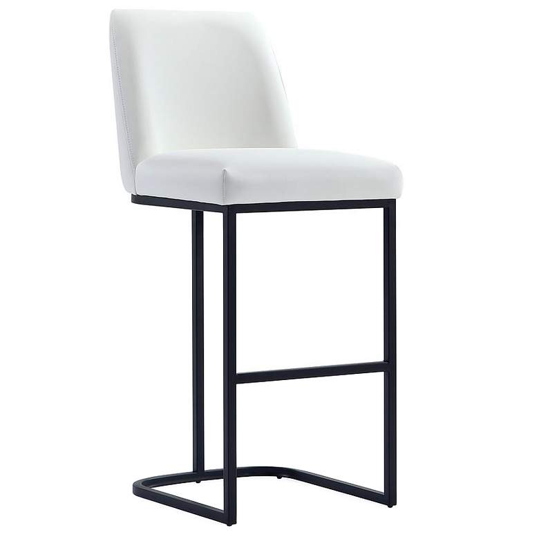 Image 1 Serena Modern Leatherette Upholstered Barstool in White