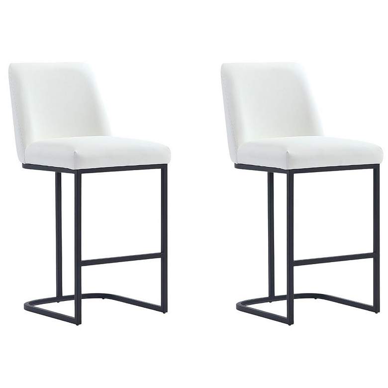Image 1 Serena Modern Leatherette Upholstered Counter Stool in White - Set of 2