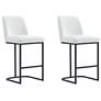 Serena Modern Leatherette Upholstered Counter Stool in White - Set of 2