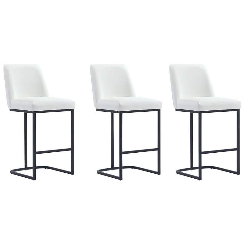 Image 1 Serena Modern Leatherette Upholstered Counter Stool in White - Set of 3