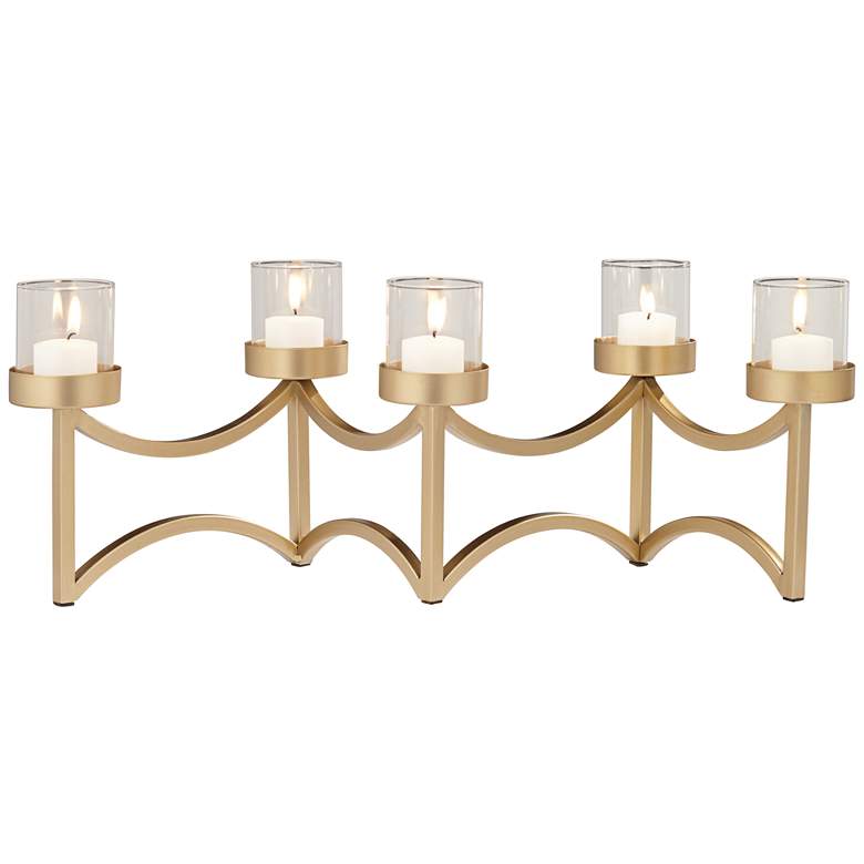 Image 2 Serendipity Glossy Golden 5-Light Pillar Candle Holder