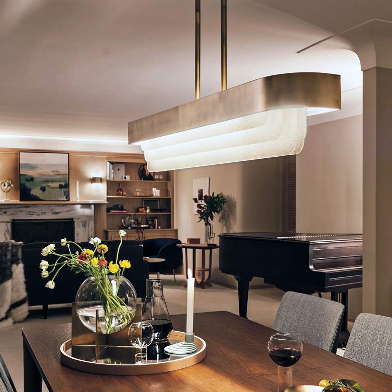 Image 7 Serene 36 1/2" Wide Brass LED Kitchen Island Light Pendant more views