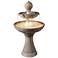 Serene 38" High Ivory Ceramic 2-Tier LED Garden Patio Water Fountain