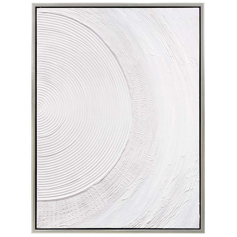 Image 1 Serene Circles Heavily Textured Hand Painted White Framed Canvas Wall Art
