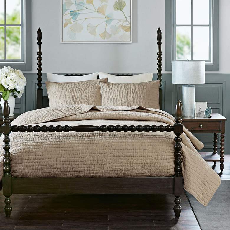 Image 1 Serene Cotton Linen 3-Piece Full/Queen Coverlet Set