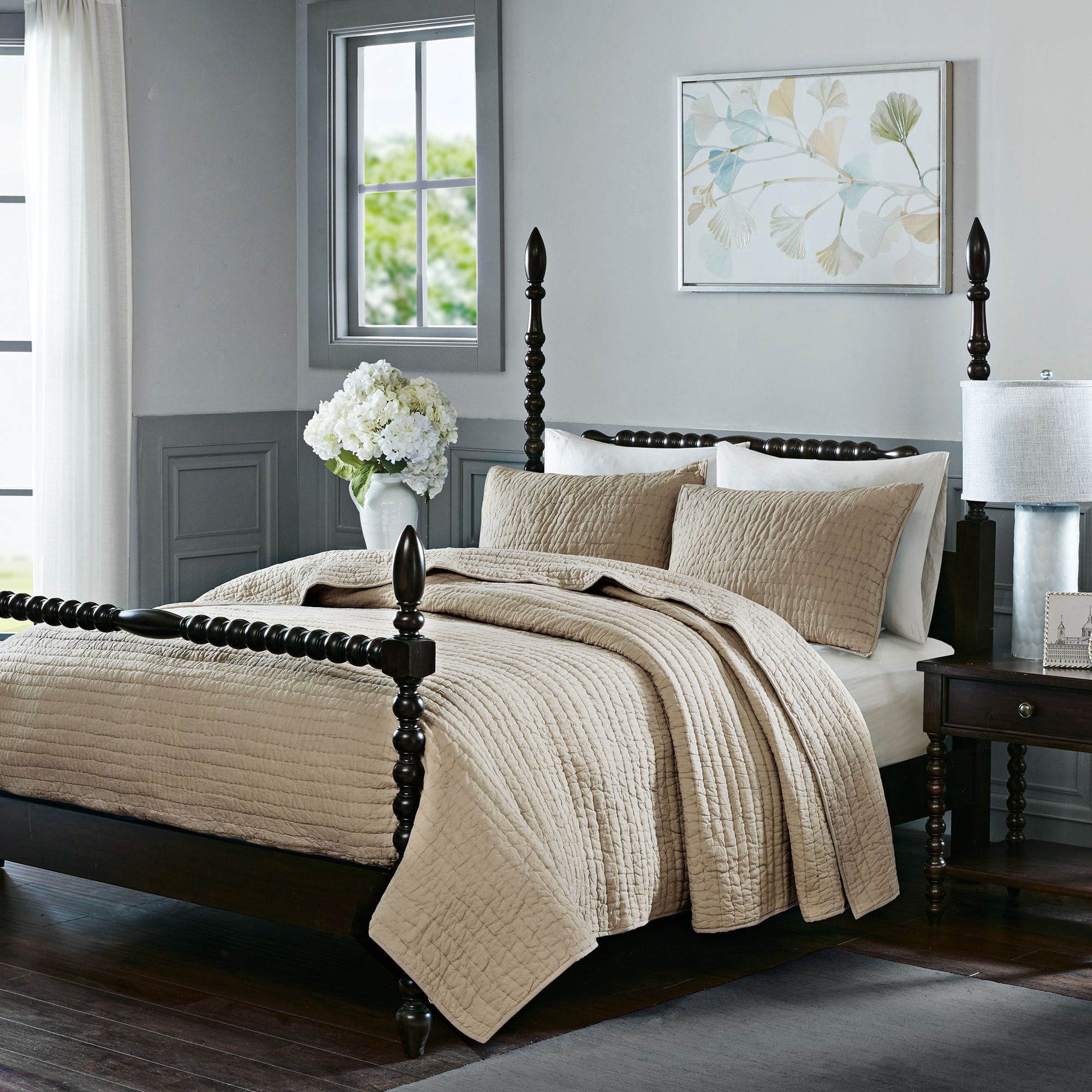 Thumbnail2 of Serene Cotton Linen 3-Piece King Coverlet Set more views