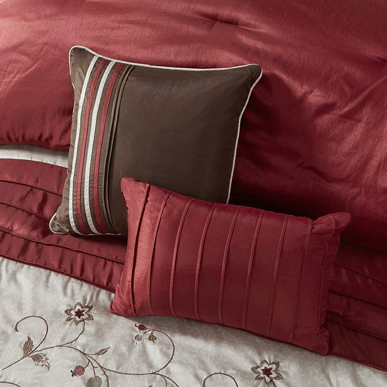 Image 3 Serene Red Pieced Queen 7-Piece Comforter Set more views