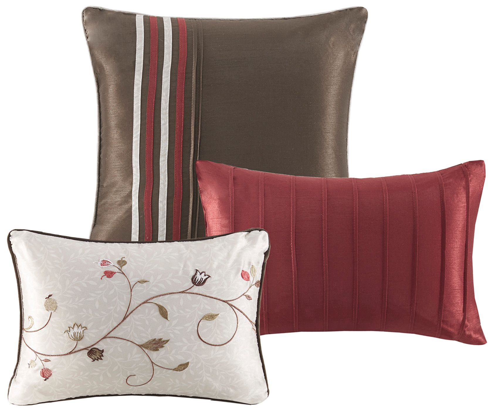 Serene Red Pieced Queen 7-Piece Comforter Set