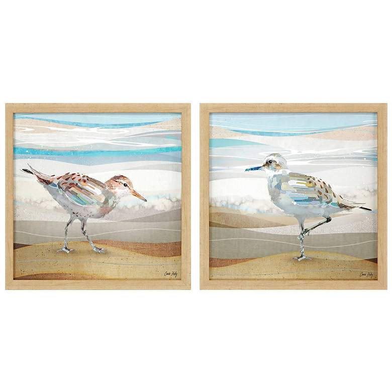 Image 1 Serene Sandpiper 18"W x 18"H Non-Glass Framed Art Set of 2