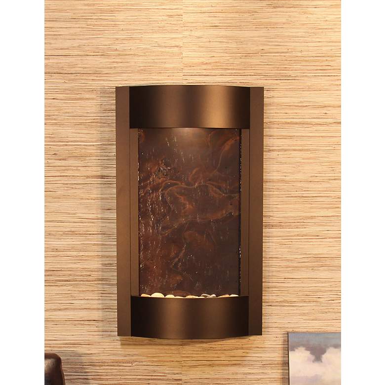 Image 1 Serene Waters 36" High Featherstone Bronze LED Wall Fountain