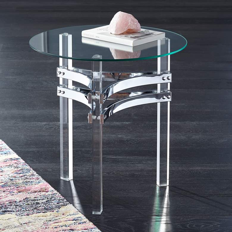 Image 2 Serenity 23 3/4 inch Wide Glass and Clear Acrylic Accent Table