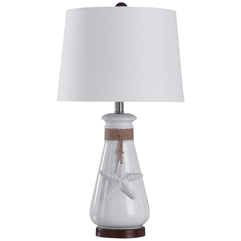 Image 1 Serenity 26 inch Coastal Seaside White Starfish Ceramic Table Lamp