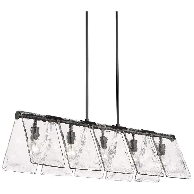 Image 1 Serenity 37 7/8" Linear Pendant in Matte Black with Hammered Water Gla