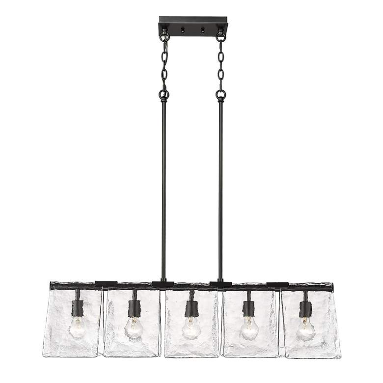 Image 3 Serenity 37 7/8" Linear Pendant in Matte Black with Hammered Water Gla more views