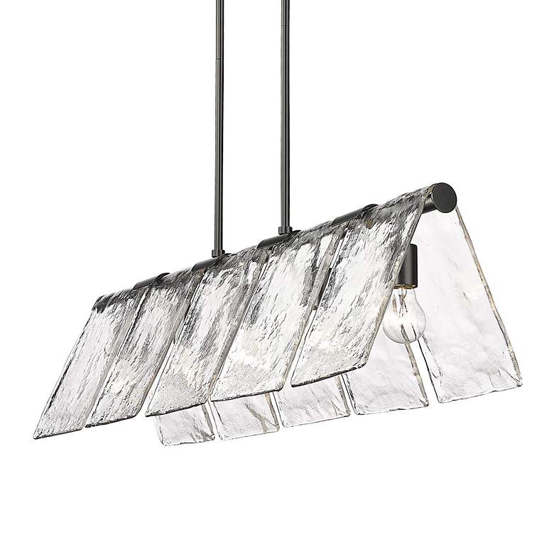 Image 4 Serenity 37 7/8" Linear Pendant in Matte Black with Hammered Water Gla more views