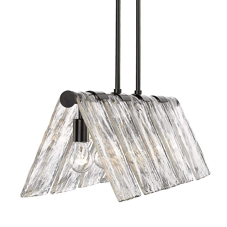 Image 5 Serenity 37 7/8" Linear Pendant in Matte Black with Hammered Water Gla more views
