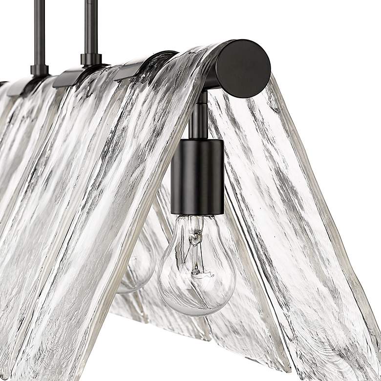 Image 7 Serenity 37 7/8" Linear Pendant in Matte Black with Hammered Water Gla more views