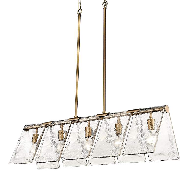 Image 3 Serenity 37 3/4" Modern Brass 5-Light Linear Pendant With Hammered Gla more views