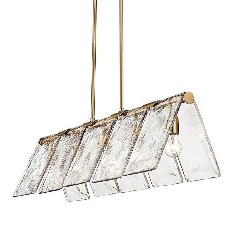 Image 6 Serenity 37 3/4" Modern Brass 5-Light Linear Pendant With Hammered Gla more views