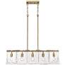 2_Serenity 38" Wide Modern Brass 5-Light Linear Pendant
