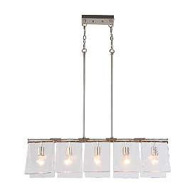 Image5 of Serenity 5-Light Linear Pendant in Pewter with Hammered Water Glass more views