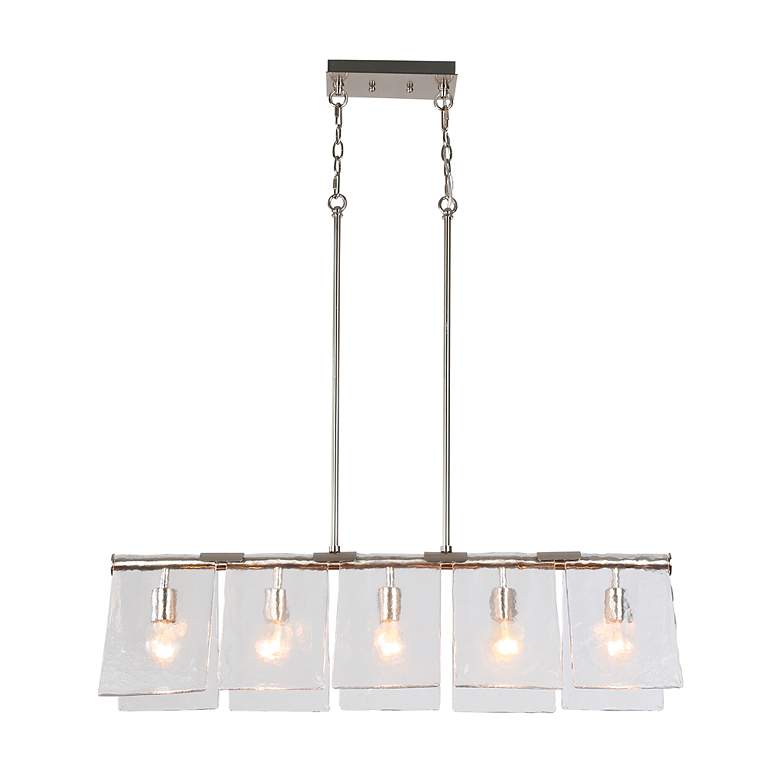Image 5 Serenity 5-Light Linear Pendant in Pewter with Hammered Water Glass more views