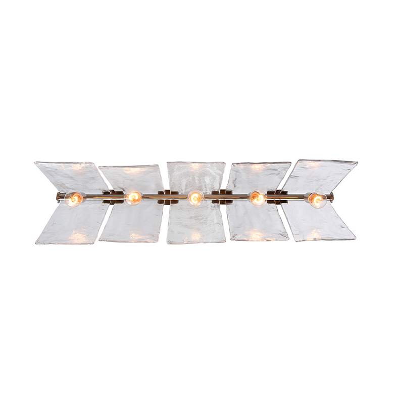 Image 6 Serenity 5-Light Linear Pendant in Pewter with Hammered Water Glass more views