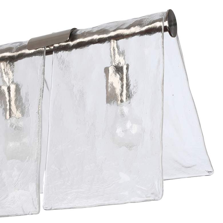 Image 7 Serenity 5-Light Linear Pendant in Pewter with Hammered Water Glass more views