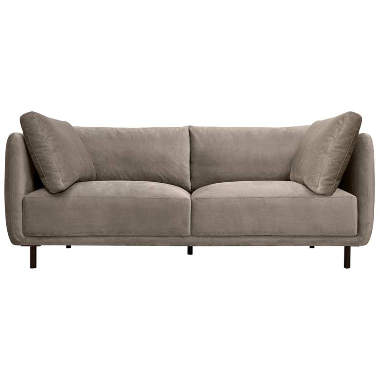 Image 1 Serenity 79 in. Modern Sofa in Fossil Gray Velvet, and Black Metal Legs