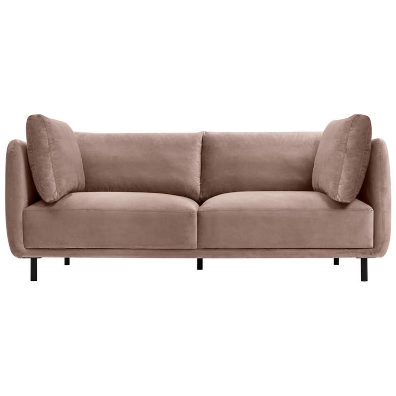 Image 1 Serenity 79 in. Modern Sofa in Mauve Velvet, and Black Metal Legs