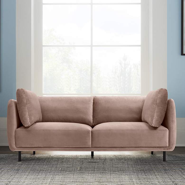Image 1 Serenity 79 in. Modern Sofa in Mauve Velvet, and Black Metal Legs