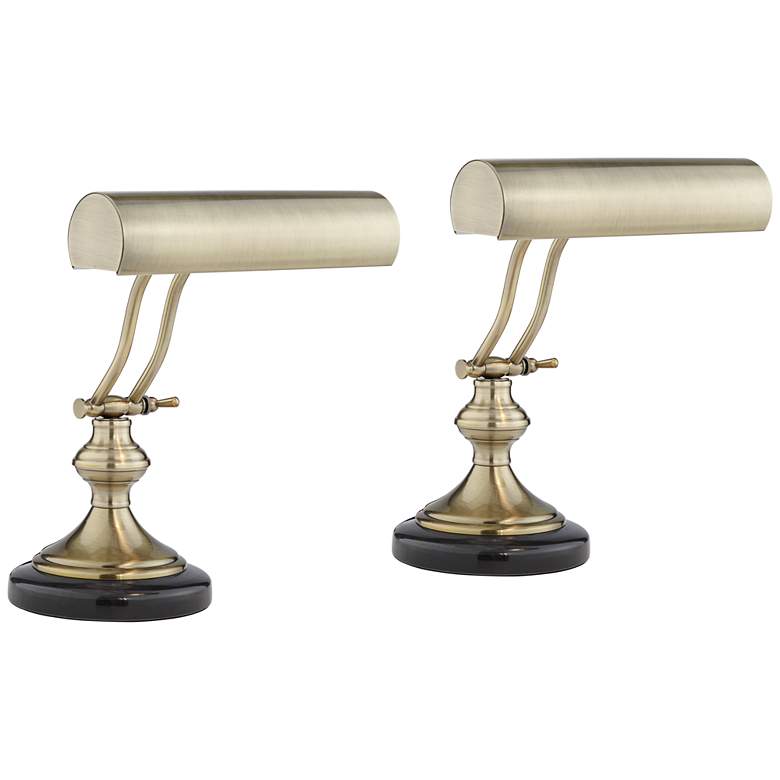 Image 2 Serenity Antique Brass Adjustable Piano Desk Lamps Set of 2