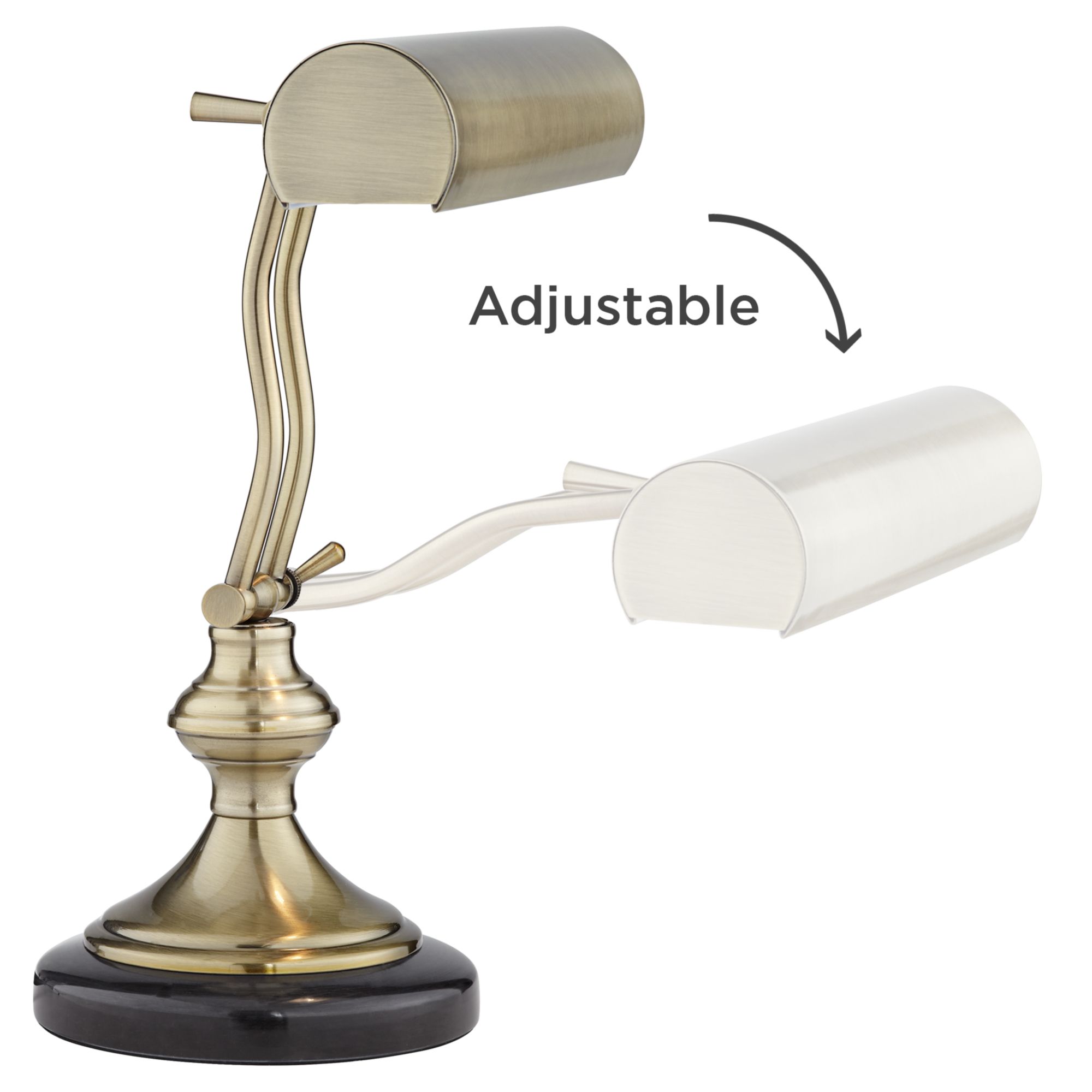 Serenity Antique Brass Adjustable Piano Desk Lamps Set of 2