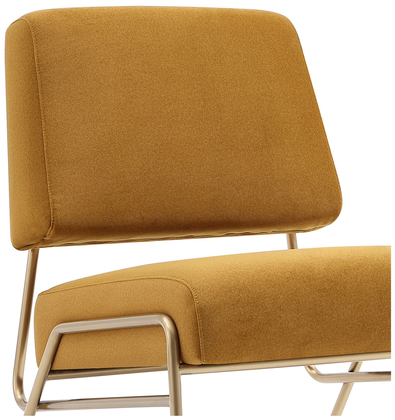 Image 4 Serenity Contemporary Modern Metal Upholstered Lounge Chair in Mustard more views