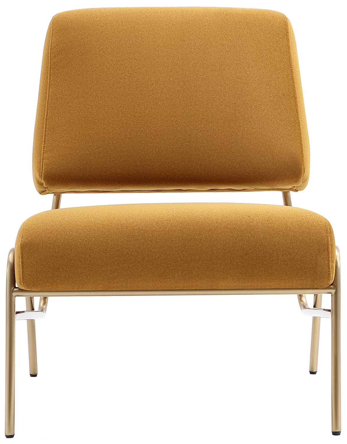 Image 5 Serenity Contemporary Modern Metal Upholstered Lounge Chair in Mustard more views