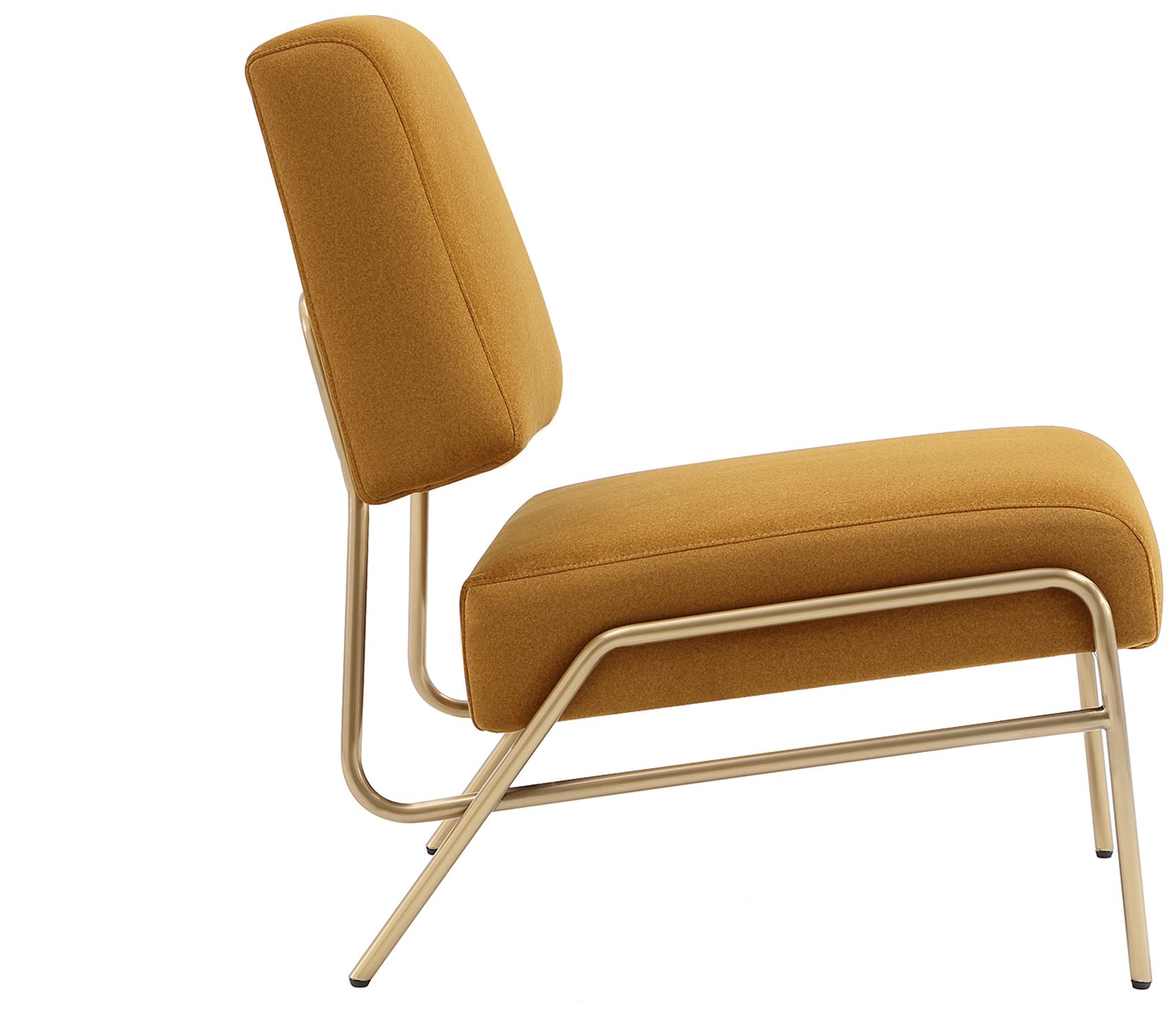 Image 6 Serenity Contemporary Modern Metal Upholstered Lounge Chair in Mustard more views